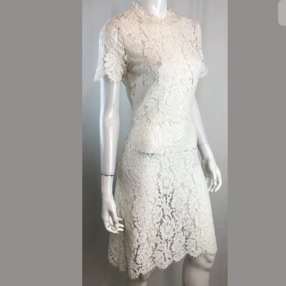 HB She Lace Scallop Fringe Sheer A-Line Dress - Picture 2 of 7